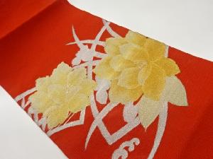 じゅらく製　絽綴れ金銀糸菖蒲に大花模様織出し名古屋帯